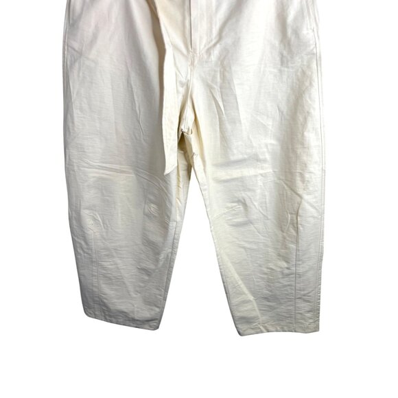 Zara Womens Barrel Leg Cream Cotton-Blend High-Waisted Pants Size Medium - Picture 5 of 10